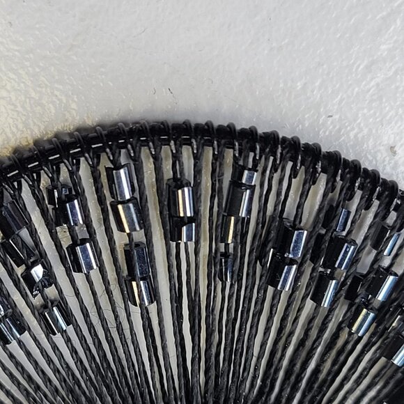 Black Beaded Round Clip On Earrings - Picture 5 of 10